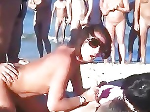 beach couple fuck hardcore milf public